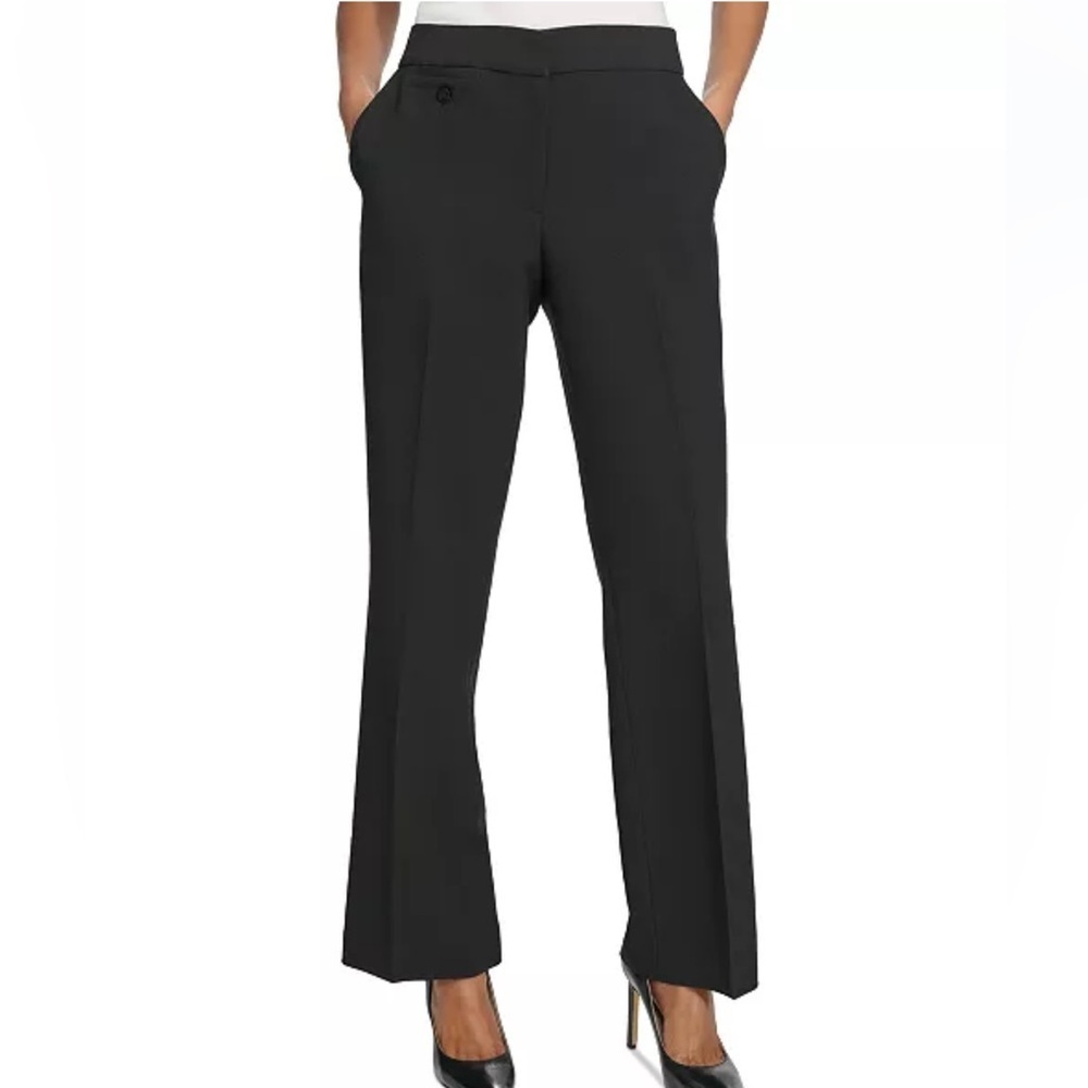 Karl Lagerfeld Women's Mid-Rise Crease-Front Bootcut Pants